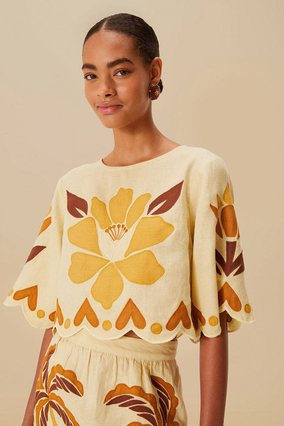 Summer Cutwork Sand Blouse