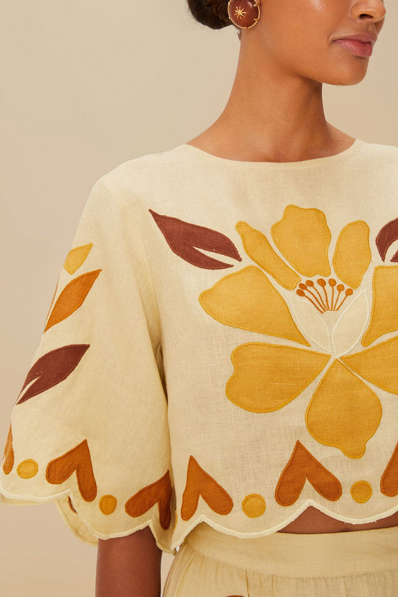 Summer Cutwork Sand Blouse