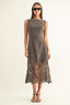 Sara Ruffled Lace Hem Midi Dress