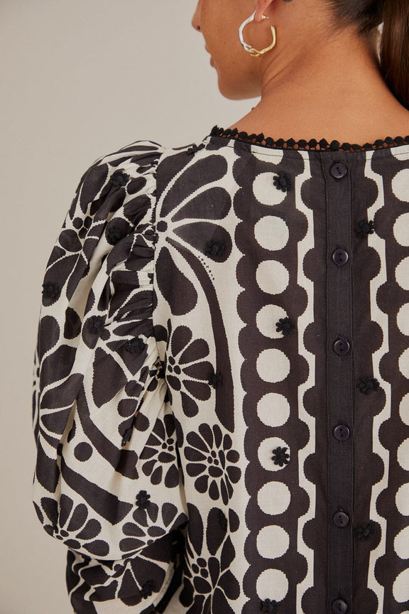 Palermo Black Puffed Sleeve Blouse