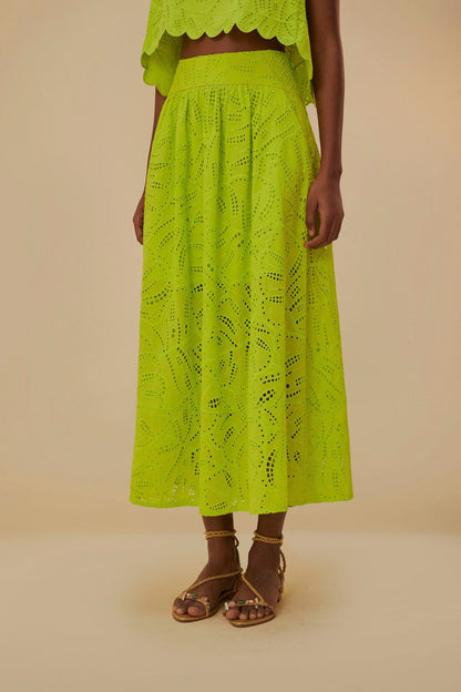 Monstera Eyelet Maxi Skirt