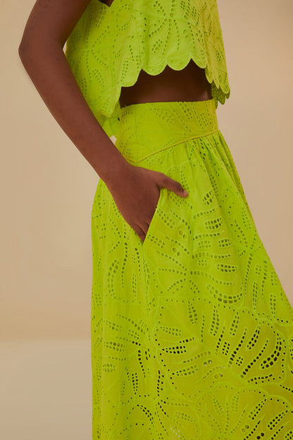 Monstera Eyelet Maxi Skirt