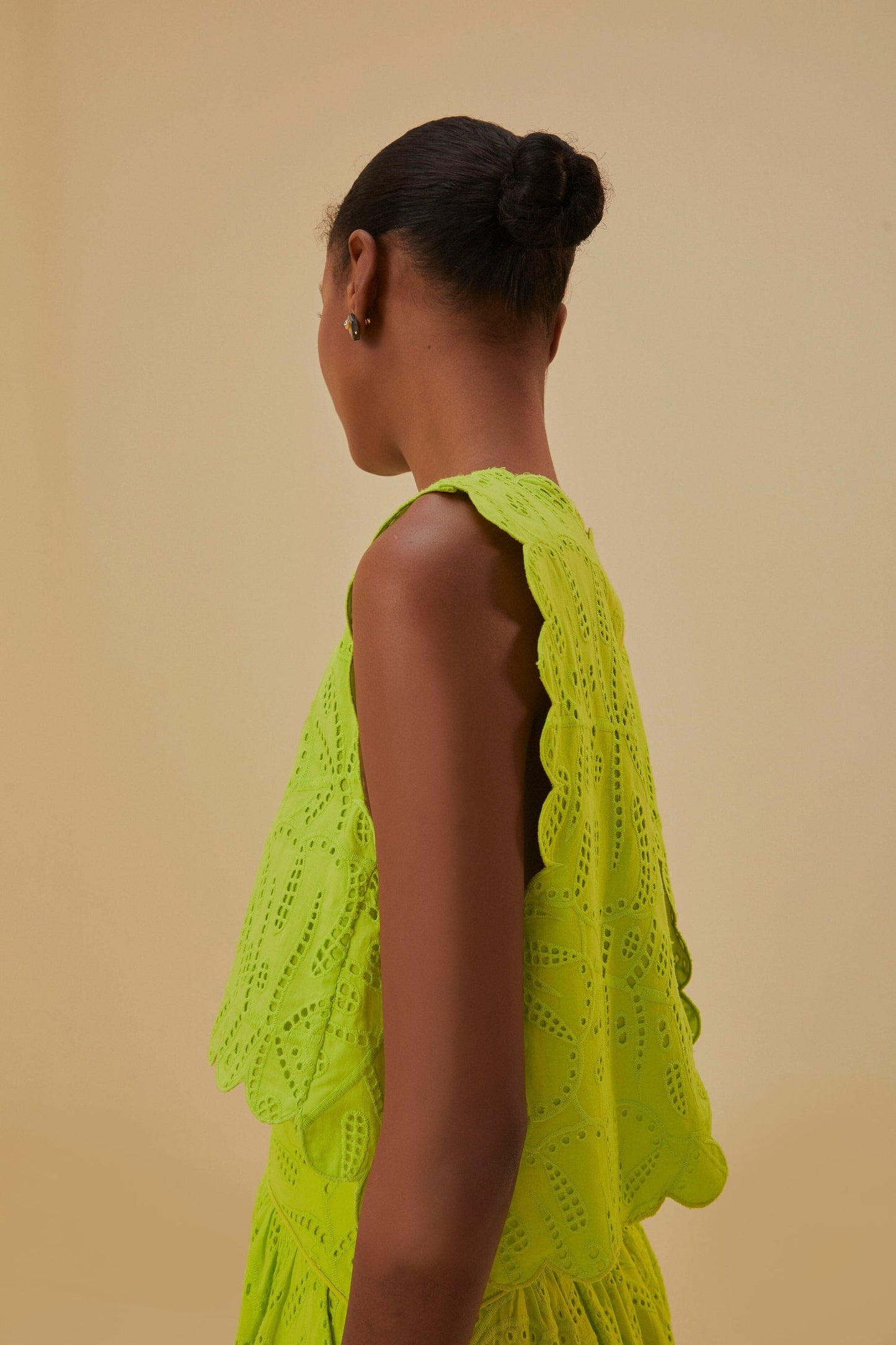 Monstera Eyelet Green Crop Top