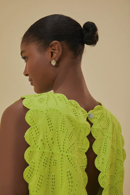 Monstera Eyelet Green Crop Top