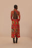 Red Maxi Floral Cutout Midi Dress