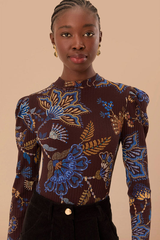 Brown Embroidered Garden Bodysuit