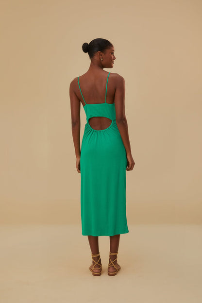 Green Cut Out Sleeveless Midi Dress