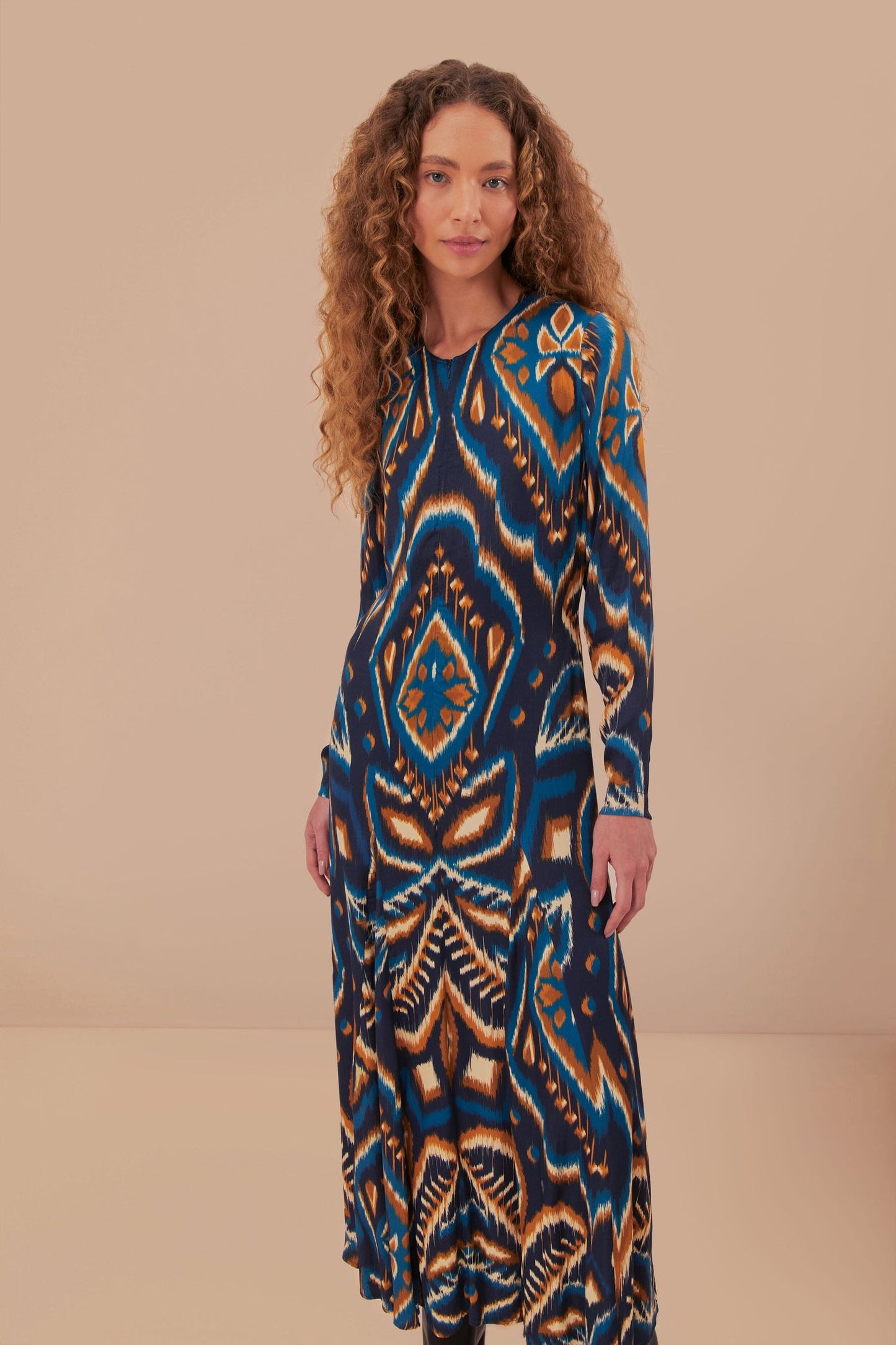 Blue Pineapple Ikat Maxi Dress