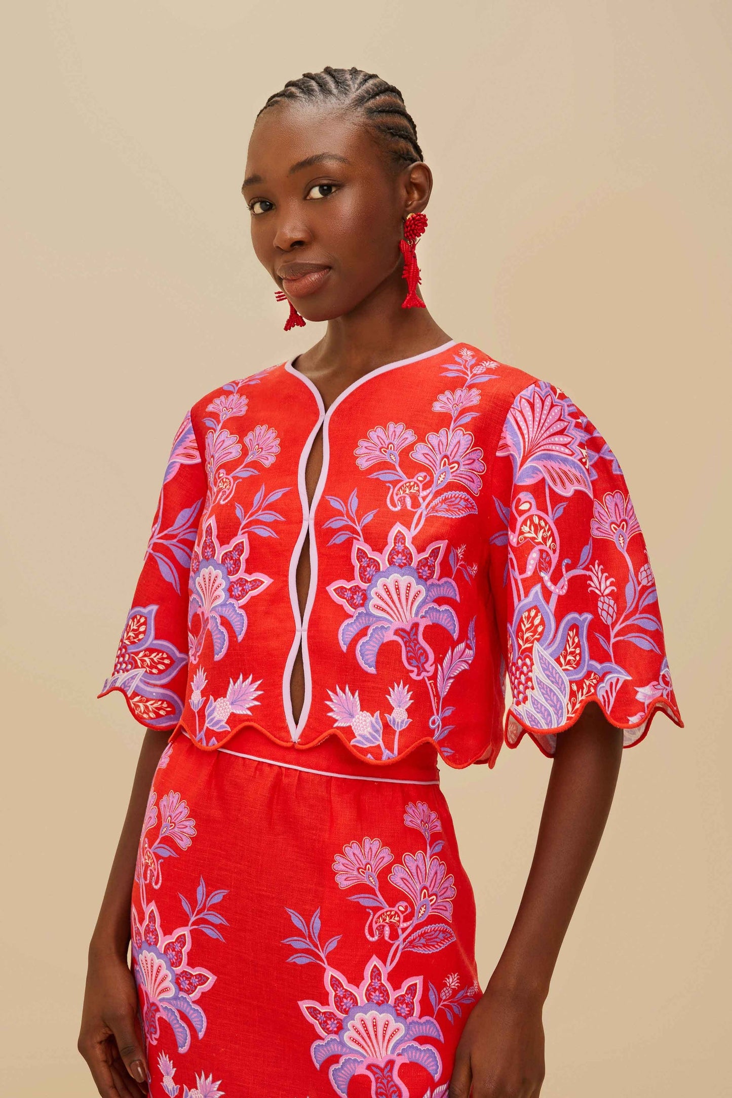 Porcelain Garden Red Blouse