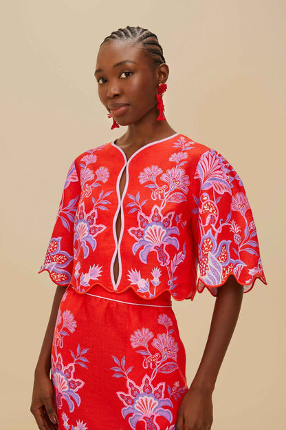 Porcelain Garden Red Blouse