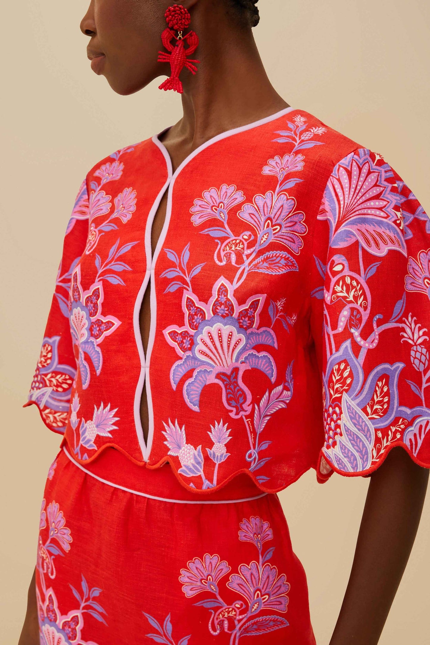 Porcelain Garden Red Blouse