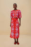 Porcelain Garden Red Midi Skirt
