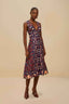 Boho Floral Scarf Midi Dress