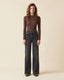 Cinched Waist Slim Wideleg Highrise