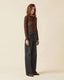 Cinched Waist Slim Wideleg Highrise
