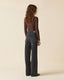 Cinched Waist Slim Wideleg Highrise