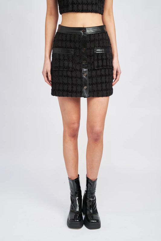 Tweed Mix Media Mini Skirt