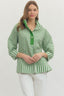Striped 3/4 Sleeve Top with Wide Collar