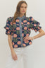 Floral Bubble Sleeve Blouse