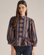 Striped Blouse with Frog Closure