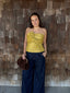 Twisted Panel Suede Strapless Top