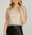 Short Sleeve Pearl Beaded Top