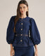 Horsebit Button Down Dark Denim Top