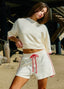 Crop Sweatshirt & Bow Tie Shorts Set