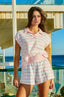 Comfort Striped Cap Sleeve Polo Top