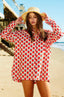 Strawberry Beach Print Oversized Shirt Dress