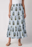 Long Striped Floral Pattern Skirt