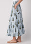 Long Striped Floral Pattern Skirt