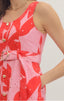 Floral Printed Eyelet Belted Midi Dress