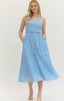 Button Down Belted Tank Midi Dress