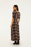 Porcelain Birds Black Long Sleeve Maxi Dress