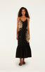 Ammonite Placed Black Sleeveless Maxi Dress