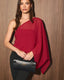 Asymmetric Chiffon Cape One Shoulder Top