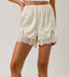 Elastic Waist Midrise Lace Trim Shorts
