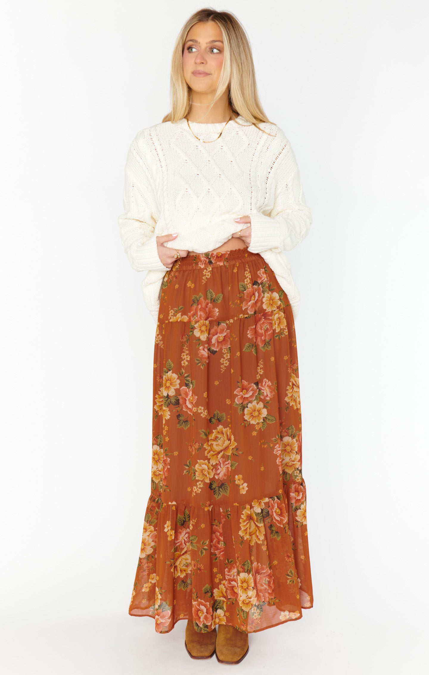 Larina Midi Skirt- Garden Harvest