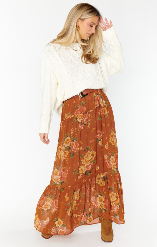 Larina Midi Skirt- Garden Harvest