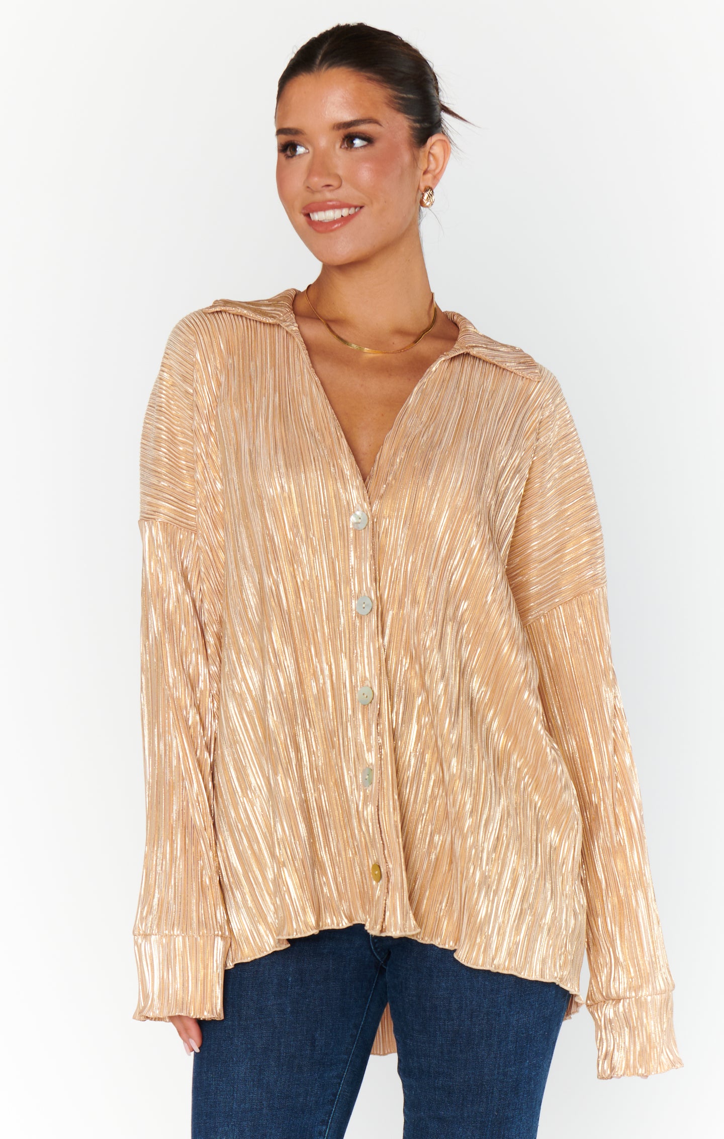 Everywhere Top- Gold Pleat