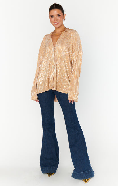 Everywhere Top- Gold Pleat