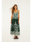 Miranda Dark Green Belt Buckles Maxi Dress