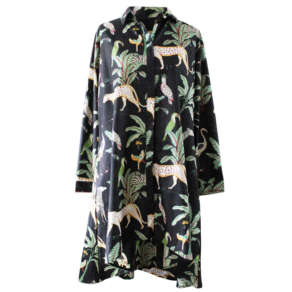 Safari at Night Button Down Shirt Dress