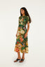 Oriental Garden Multi Short Sleeve Maxi Dress