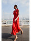 Red Sleeveless Midi Dress