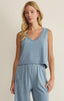 Sloane V-Neck Denim Top- Ocean Air Indigo