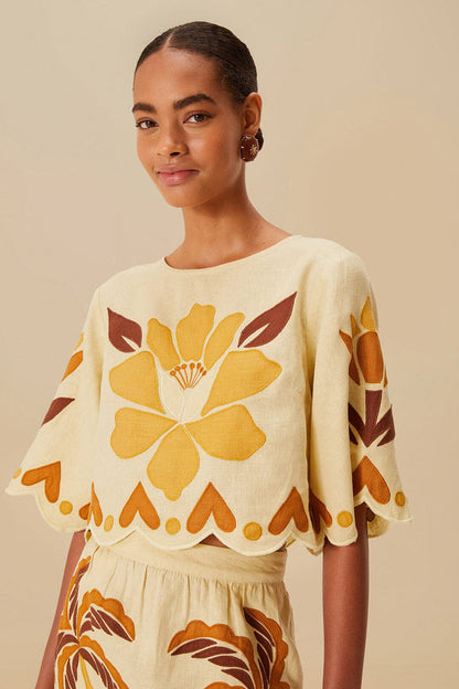 Summer Cutwork Sand Blouse