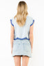 Short Sleeve Striped Embroidery Detail Top