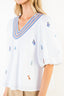 Puff Sleeve Embroidered Sail Boat Top